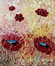 Load image into Gallery viewer, Original Abstract Oil Painting On Canvas Poppy Grace Textured impasto art