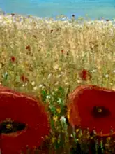 Load image into Gallery viewer, Original Abstract Oil Painting On Canvas Poppy Fields Textured art Impasto Poppy Fields by Karmen