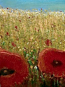 Original Abstract Oil Painting On Canvas Poppy Fields Textured art Impasto Poppy Fields by Karmen