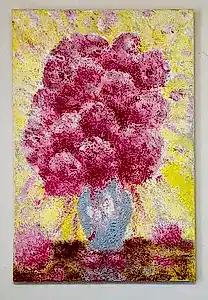 Original Abstract Oil Painting On Canvas Fluffy Pink Peonies Textured Impasto