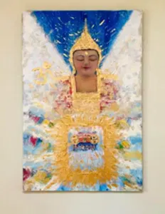 Original Abstract Oil Painting On Canvas Budhha Textured art Impasto Buddha Mindfulness