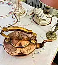 Load image into Gallery viewer, Antique Rare Large Copper &amp; Brass Kettle - Engraved with God Bless Our Home