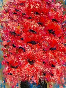 Original Abstract Oil Painting On Canvas Flower Power Textured art Impasto