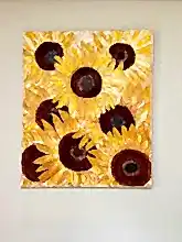 Load image into Gallery viewer, Original Abstract Oil Painting On Canvas Sunflowers Textured art impasto