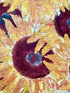 Original Abstract Oil Painting On Canvas Sunflowers Textured art impasto