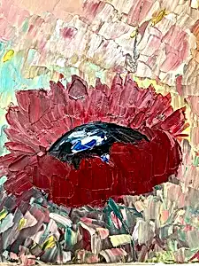 Original Abstract Oil Painting On Canvas Poppy Life Textured artwork impasto