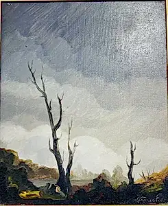 North Wales oil painting " Bala" signed by artist Dated 1978