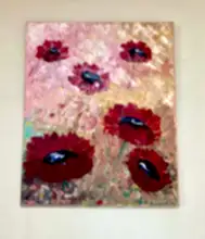 Load image into Gallery viewer, Original Abstract Oil Painting On Canvas Poppy Life Textured artwork impasto