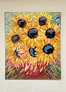 Abstract Original Oil Painting On canvas Textured art Sunflower Bliss impasto