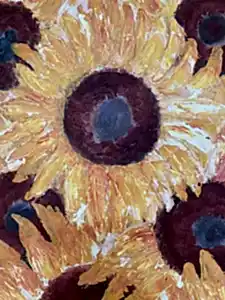 Original Abstract Oil Painting On Canvas Sunflowers Textured art impasto