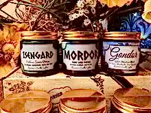 Load image into Gallery viewer, Bookish Candles, Tolkien Candle Gift Set, Gondor, Isengard, Mordor Candle, Book inspired Candles, Tolkien Candles, Pure Soy Wax Candle